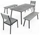 5-Piece Gray Outdoor Patio Set Dining Chairs Table With Umbrella Hole, Gray