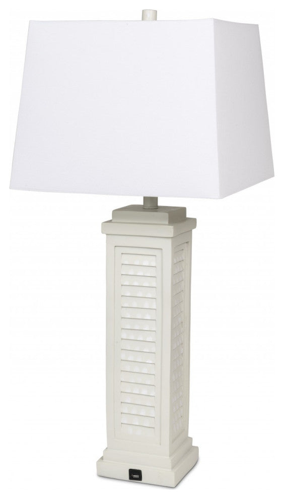 Set of 2 Light Beige Shutter Base Table Lamps