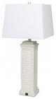 Set of 2 Light Beige Shutter Base Table Lamps