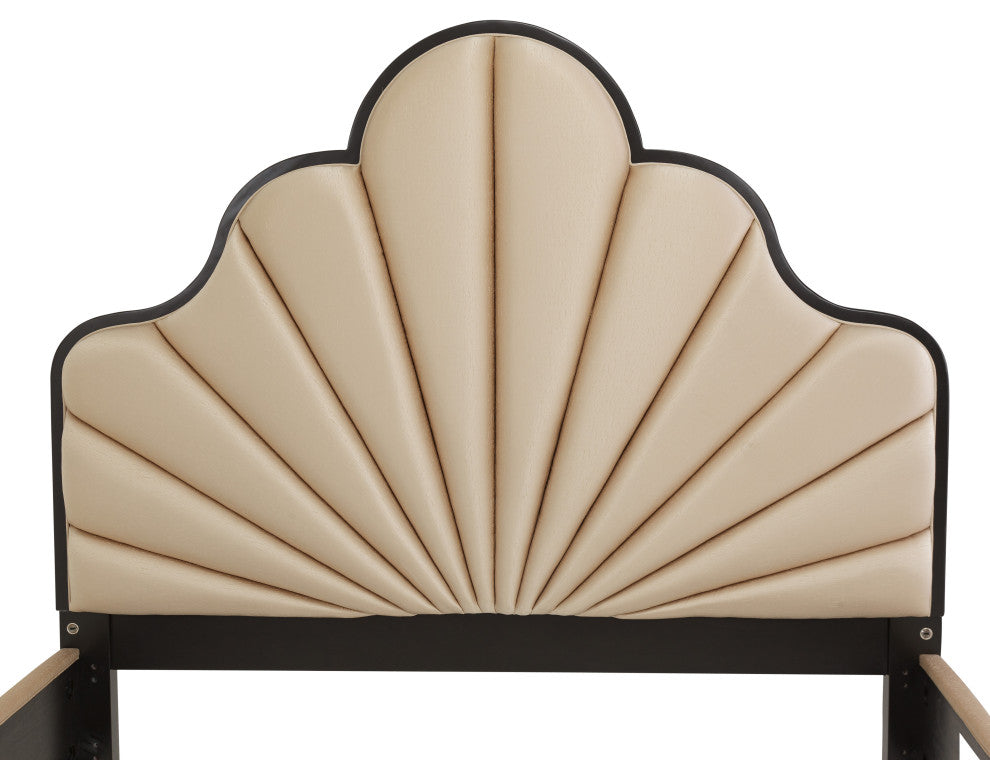 Malibu Crest Eastern King Scalloped Panel Bed - Dark Espresso
