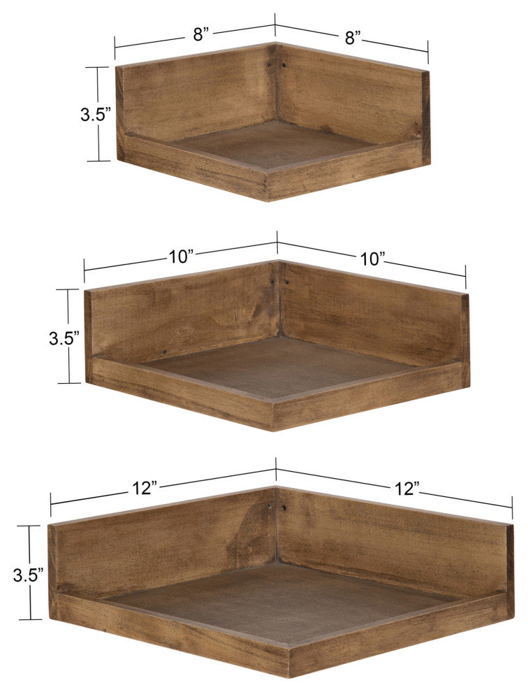 Levie Corner Shelf Set, Natural 3 Piece