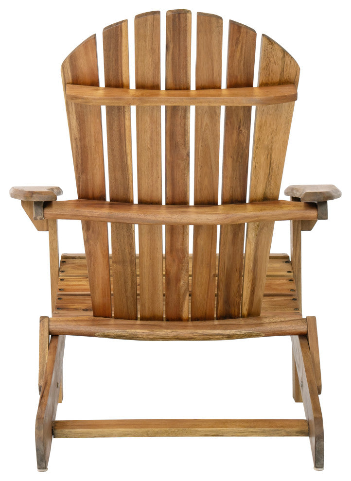 GDF Studio Outdoor Acacia Wood Folding Adirondack Chairs W/ Cushions, Set of 2, Dark Teal