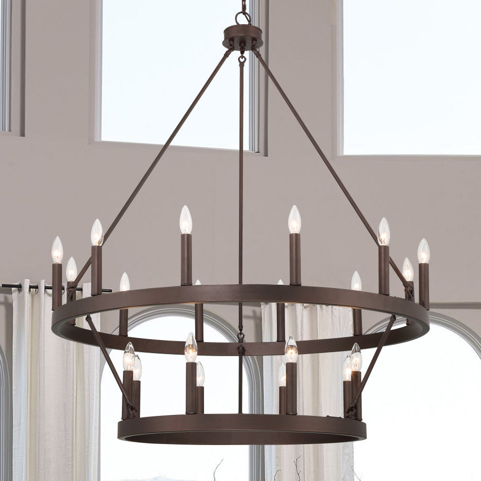 Vanity Art 20-Light Wagon Wheel Chandelier, Oil Rubbed Bronze