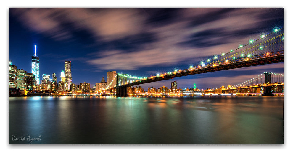 'Brooklyn Bridge and Downtown' Canvas Art by David Ayash