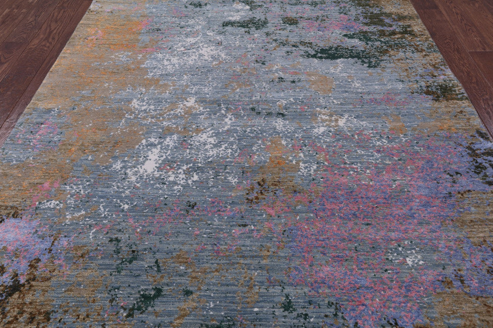 Modern Handmade Wool and Silk Rug 6' 1" X 9' 2" Q7186