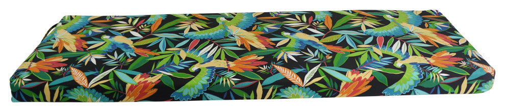 63"X19" Patterned Outdoor Spun Polyester Bench Cushion, Tucuman Ebony