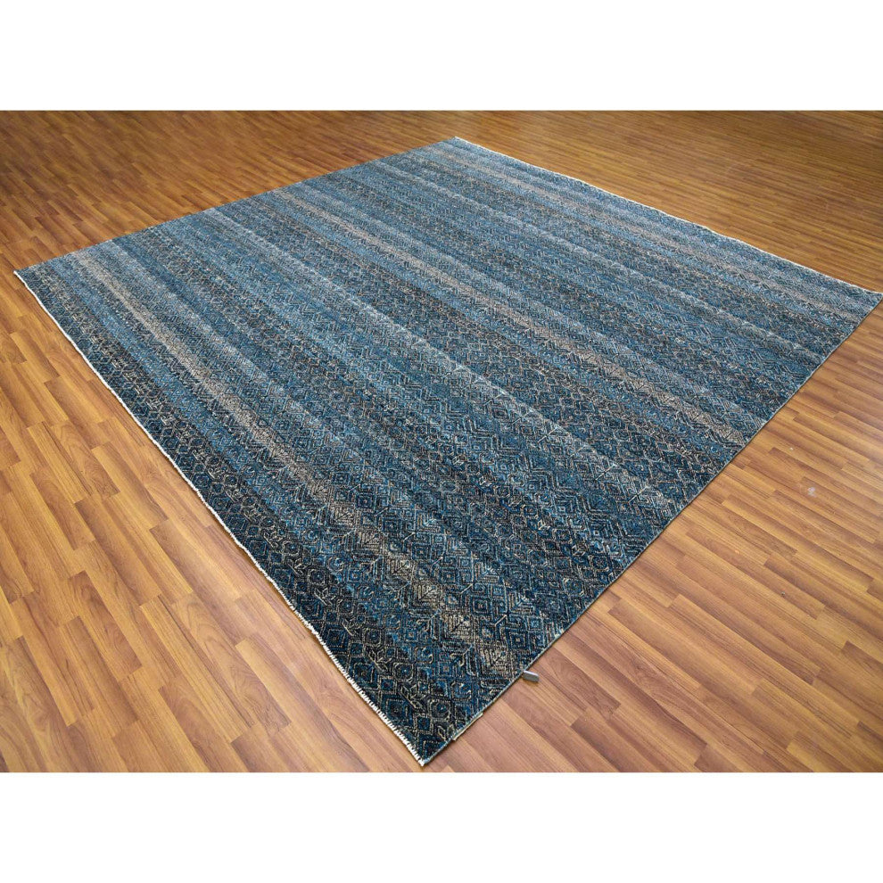 Yale Blue Hand Knotted Kohinoor Herat Design 100% Wool Square Rug 10'x10'1"
