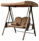 Outdoor Patio Porch Swing Chair With Adjustable Canopy and Pillow, Brown Beige