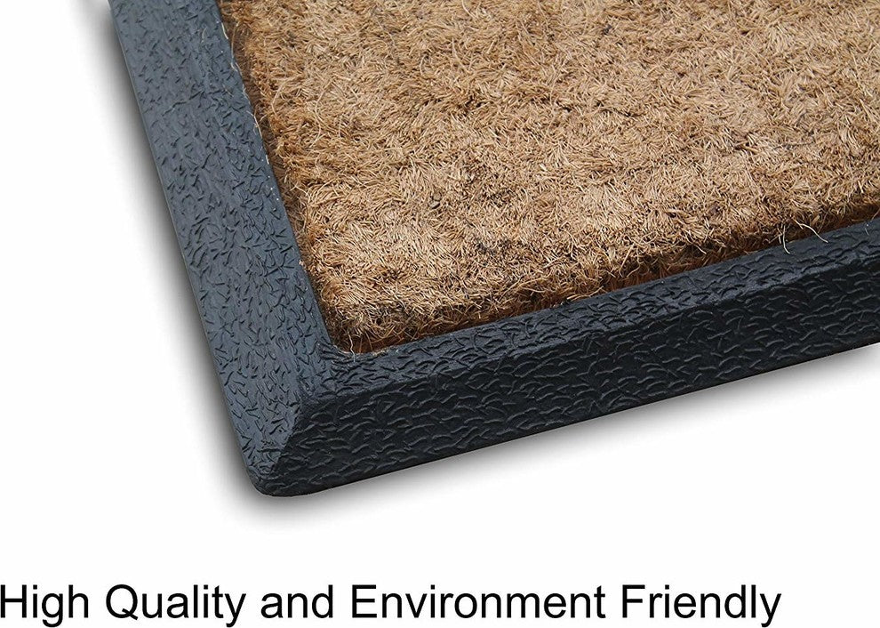 A1HC First Impression Welcome Hand-Crafted Rubber Coir Double Door Mat, 18"X48"