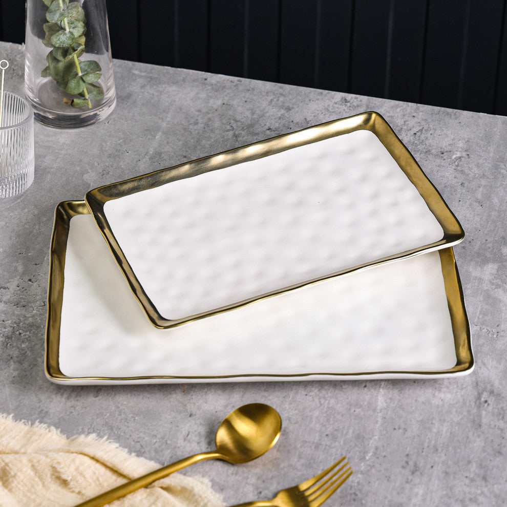 2-Piece Stone Lain Florian Porcelain Serving Set, White
