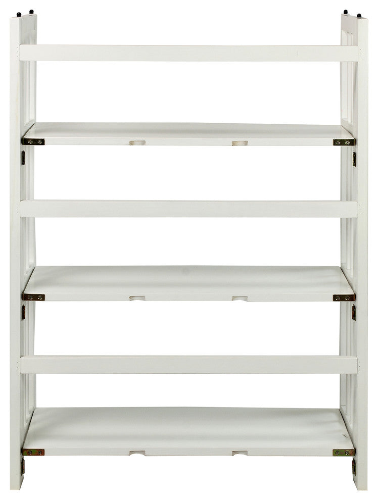 3 Shelf Folding Bookcase, White, Large, 3 Shelf