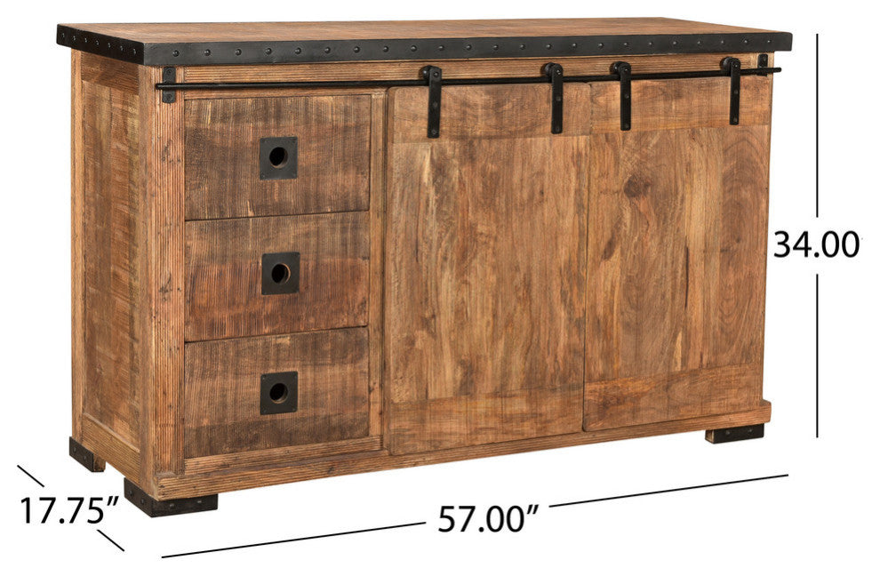 Phoebe Modern Industrial Mango Wood Sideboard