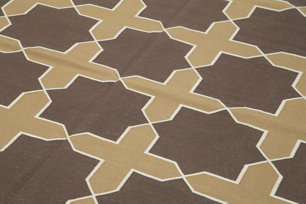 Rug N Carpet - Handmade Wool 6' 3'' x 9' 1'' Geometric Dhurrie Kilim Rug