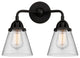 Small Cone Bath Vanity Light, Matte Black, Clear, Clear