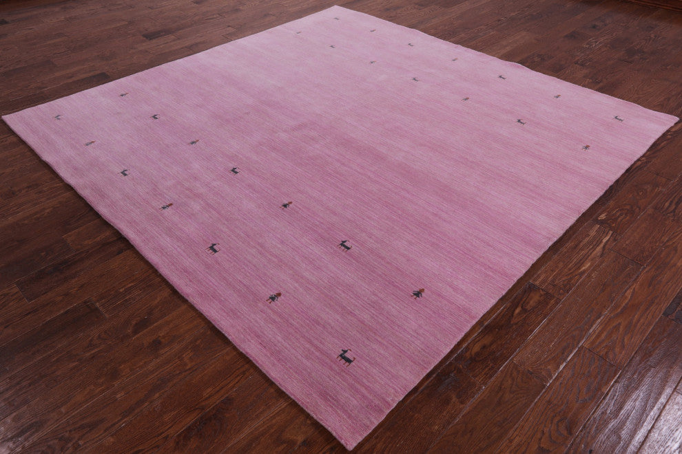 8' Square Persian Gabbeh Hand Knotted Wool Rug - Q15311