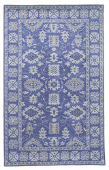 EORC Blue Hand-Tufted Wool Overdyed Rug, 4'x6'