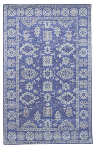 EORC Blue Hand-Tufted Wool Overdyed Rug, 4'x6'