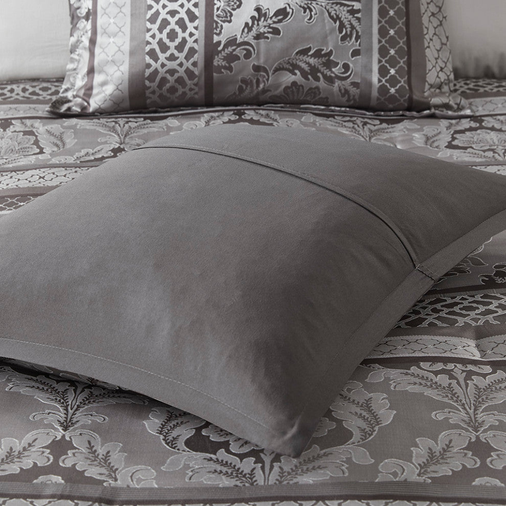 Madison Park Bellagio 7 Piece Jacquard Comforter Set in Grey