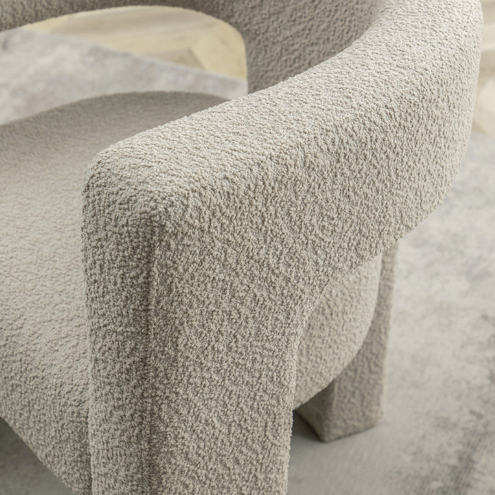 28" Wide Boucle Upholstered Square Armchair, Set of 2, Oatmeal