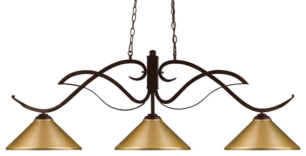 Phoenix 3 Light Billiard, Bronze With Satin Gold Shade