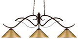 Phoenix 3 Light Billiard, Bronze With Satin Gold Shade