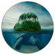 Giant Turtle Carrying Island, Abstract Disc Metal Artwork, 11"