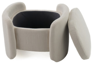 Modrest Erin Modern Cream Fabric Storage Ottoman