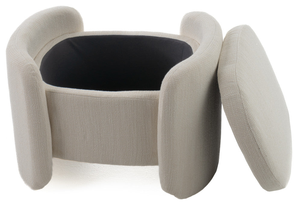 Modrest Erin Modern Cream Fabric Storage Ottoman