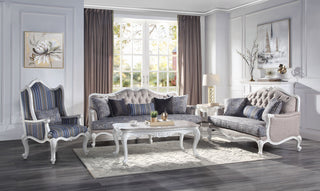 Ciddrenar Loveseat with 3 pillows in Fabric & White Finish