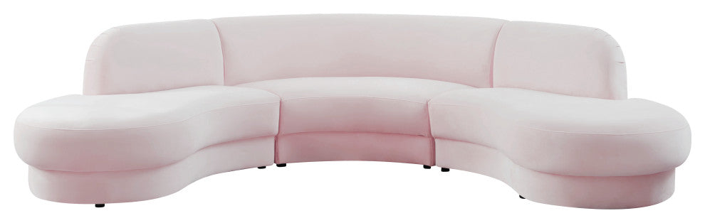 Rosa Velvet Upholstered 3-Piece Sectional, Pink