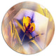 Yellow Flower On Blue Background, Modern Flower Round Wall Art, 36"