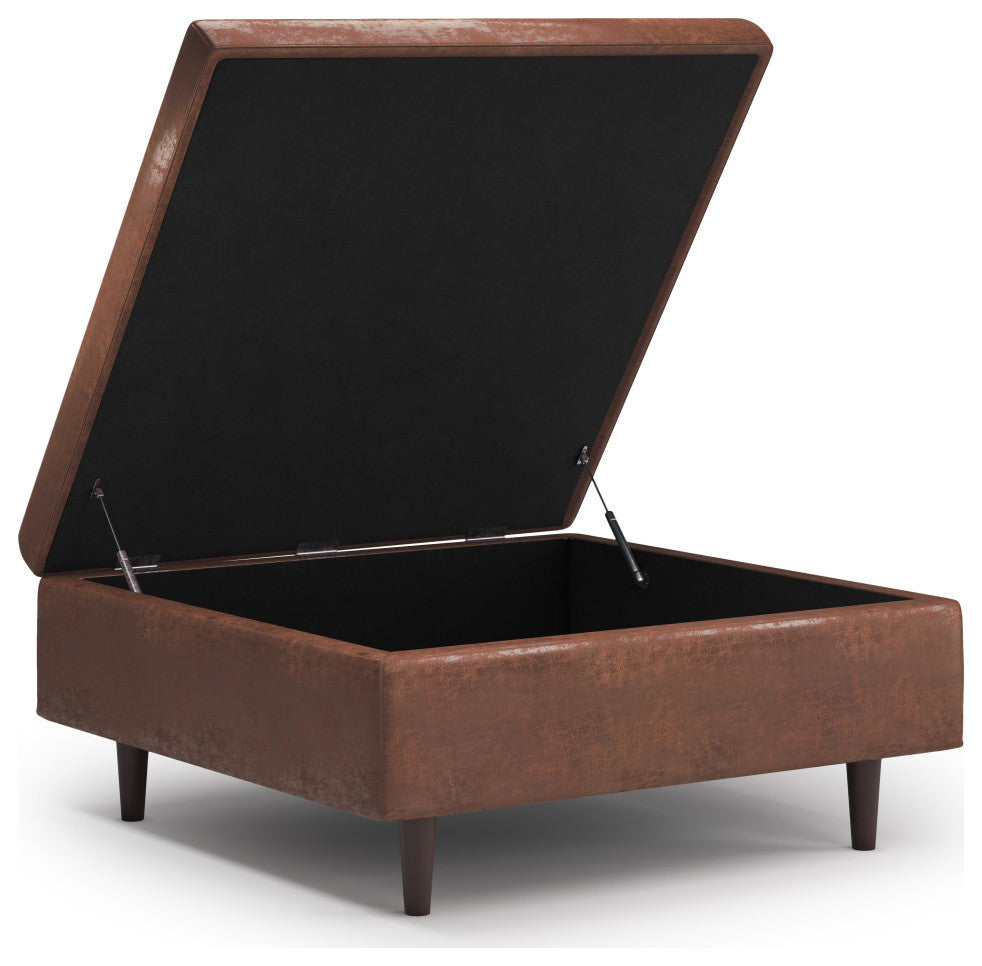 Shay Mid Century Large Square Coffee Table Storage Ottoman