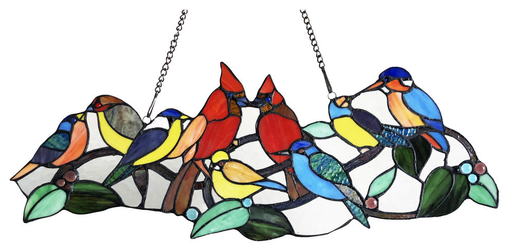 RUBINA Tiffany-Style Animal Stained Glass Window Panel, 10"