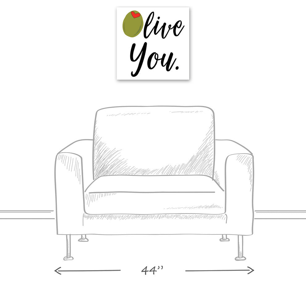 Olive You Martini Canvas Wall Art, 16"x16"