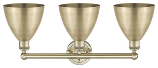 Metal Bristol 3-Light 26" Bath Vanity Light, Antique Brass Shade