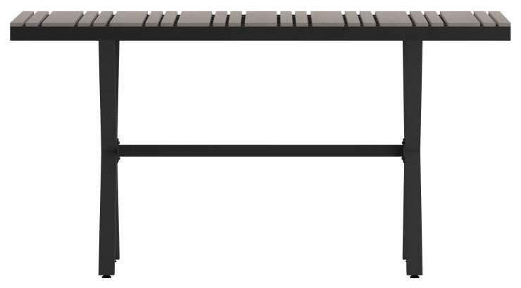 Finch Commercial Grade X-Frame 59" x 35.5" Outdoor Dining Table, Gray