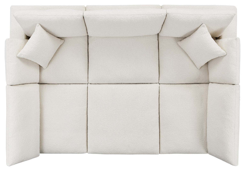 Commix Down Filled Overstuffed Boucle Fabric 6-Piece Sectional Sofa, Ivory