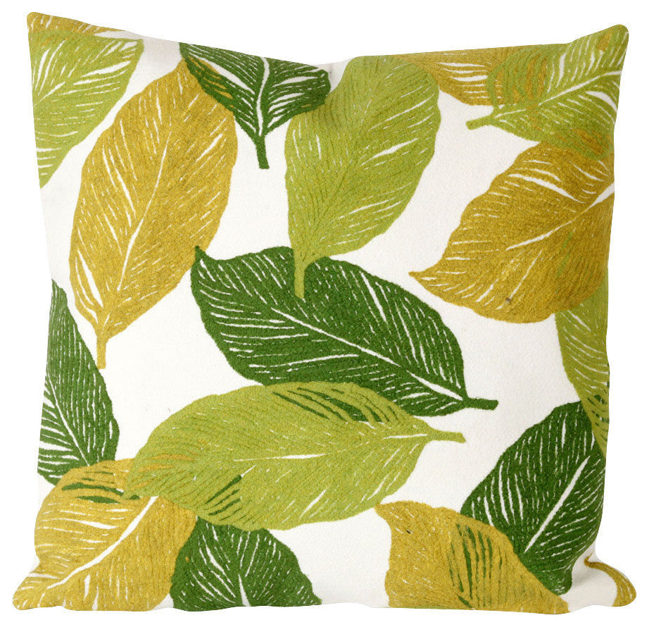 Visions I Mystic Leaf Pillow, Green, 20"x20"