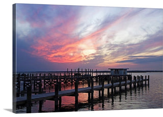 Dockside Sunset 4 Wrapped Canvas Art Print, 48"x32"x1.5"