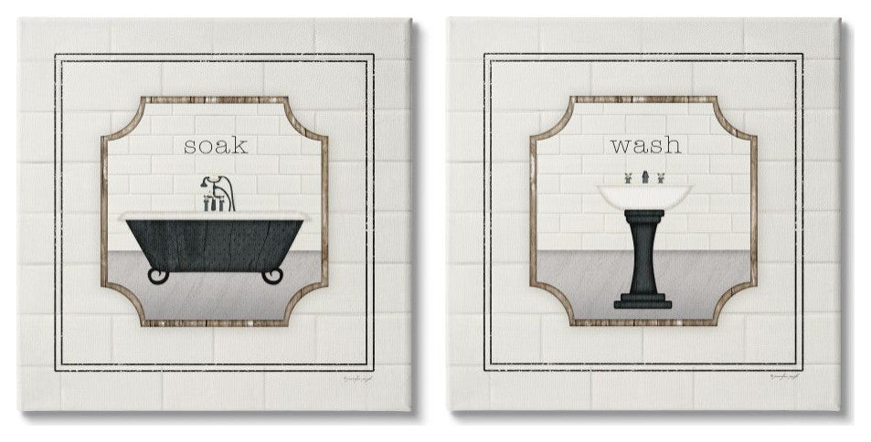 Soak and Wash Chic Bathroom Signs2-Piece, 24x24