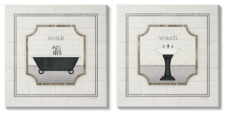 Soak and Wash Chic Bathroom Signs2-Piece, 24x24