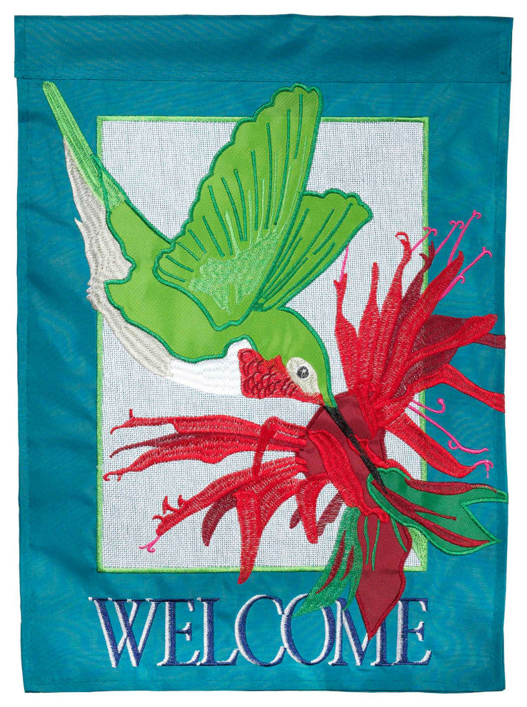 Flg Hummingbird Welcome Blap Garden