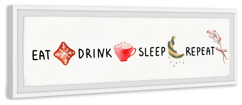 "Eat Drink and Sleep" Framed Painting Print, 45x15
