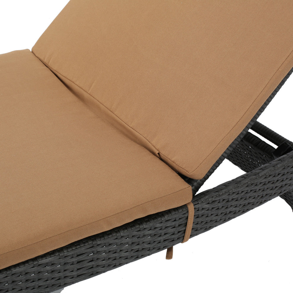 GDF Studio Albany Outdoor Chaise Lounge Cushion, Set of 2, Caramel