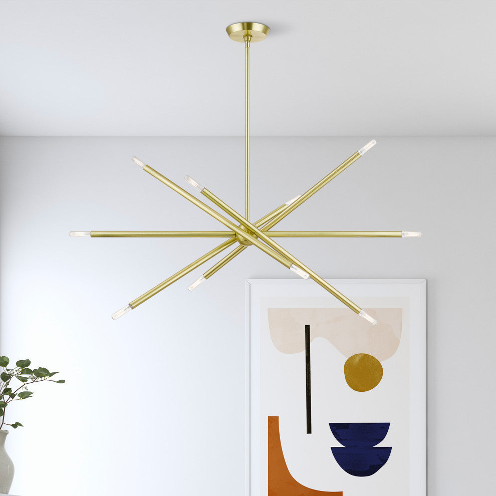 Soho 10 Light Satin Brass Linear Chandelier