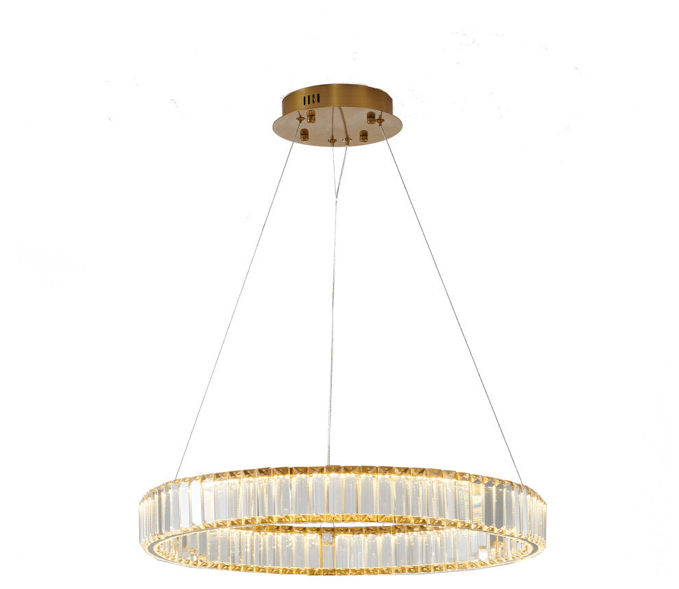 Clear Crystal Halo Chandelier With Gold Hardware