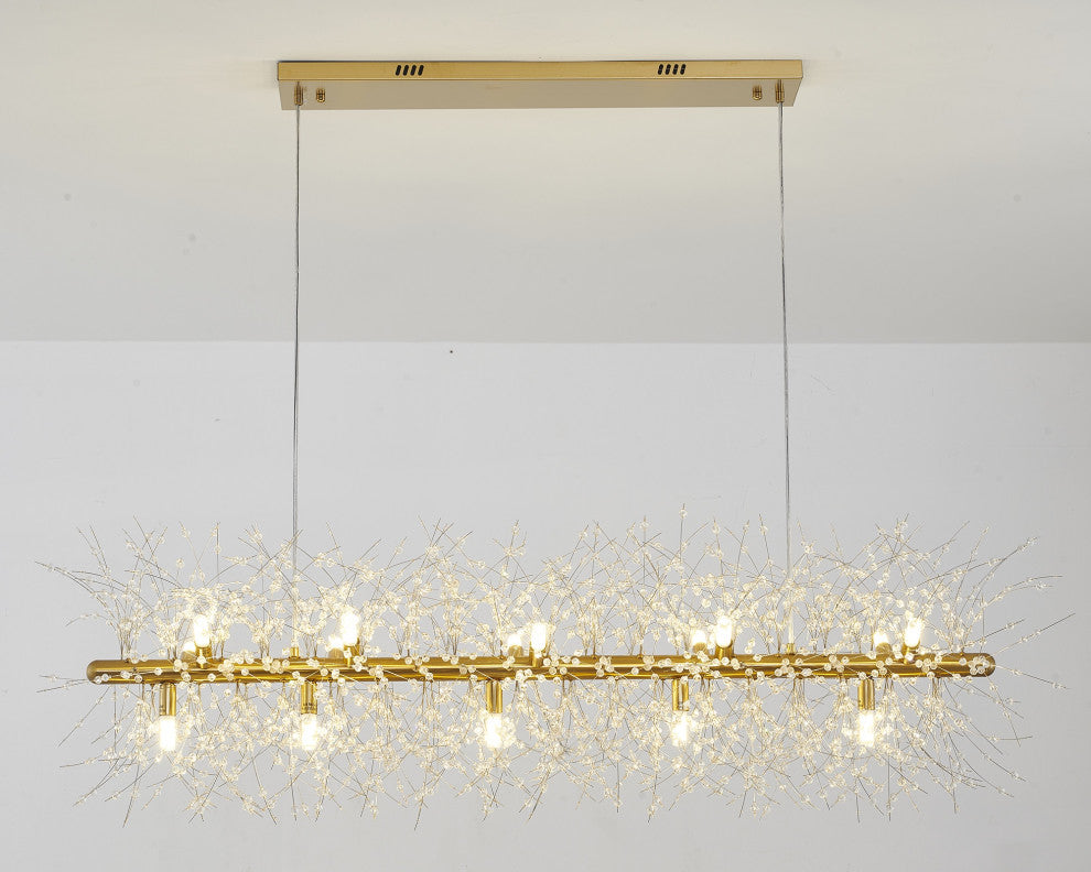 15-Light Brass Crystal Chandelier