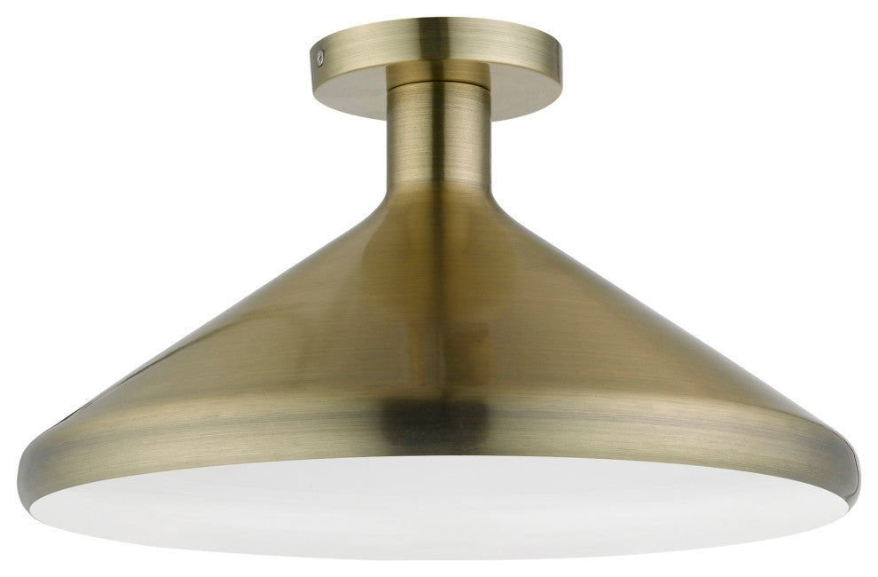 Livex Lighting 1 Light Antique Brass Semi-Flush Mount
