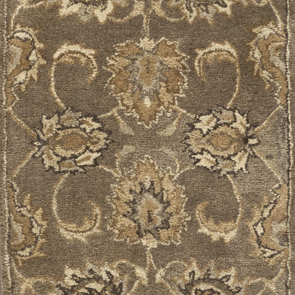 3' X 5' Gray Floral Vines Hand Loomed Distressed Area Rug