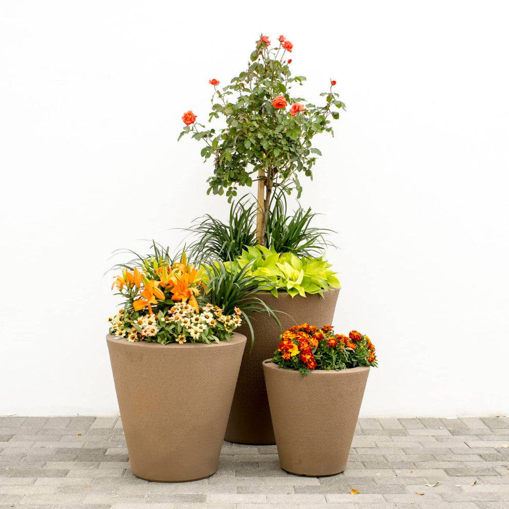 TruDrop Dot Modern Self Watering Planter, Old Bronze, 16''